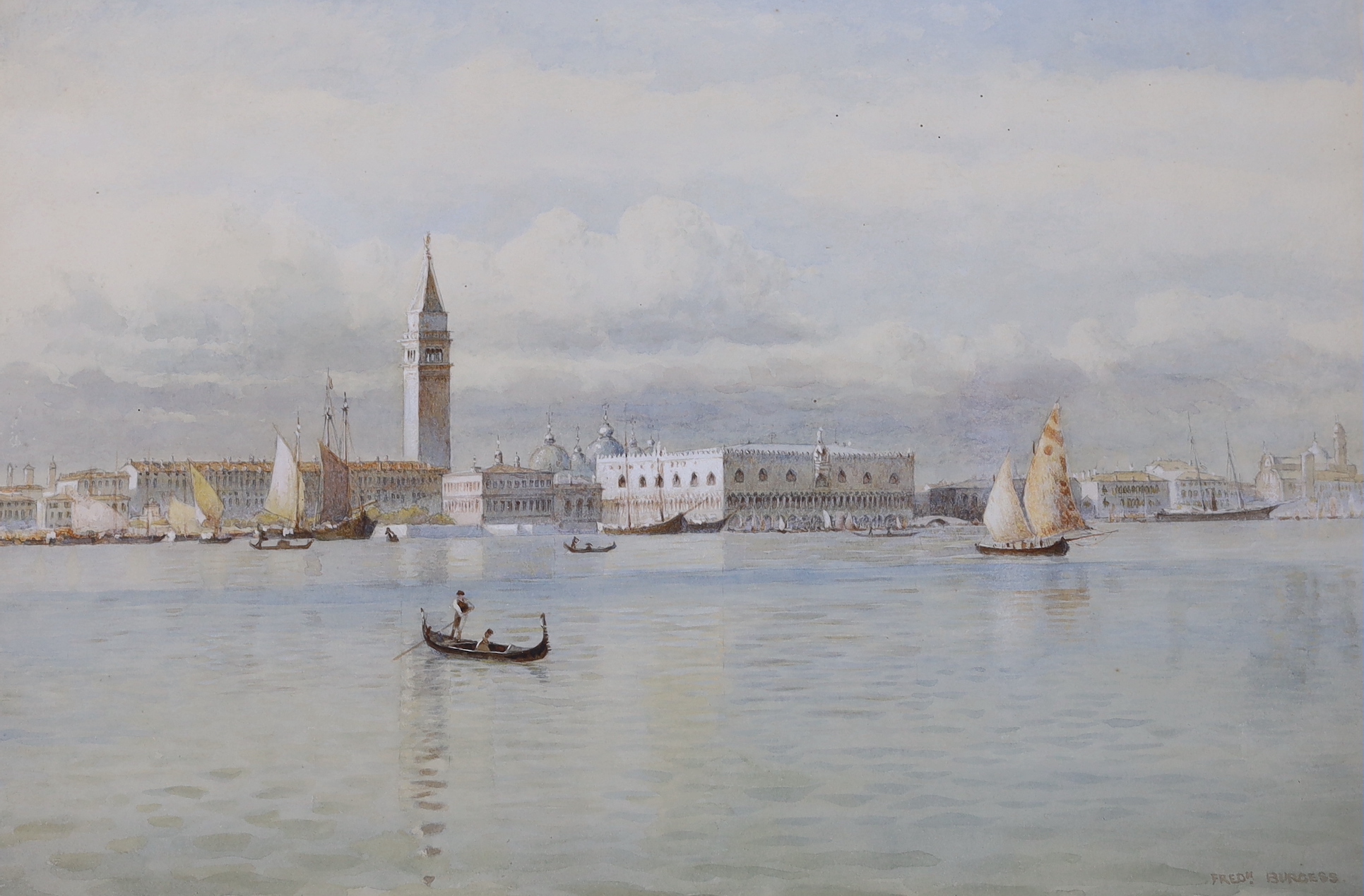 Frederick Burgess (fl.1882-1892), watercolour, 'The Campanile of St Mark's, Venice', signed, 32 x 48cm